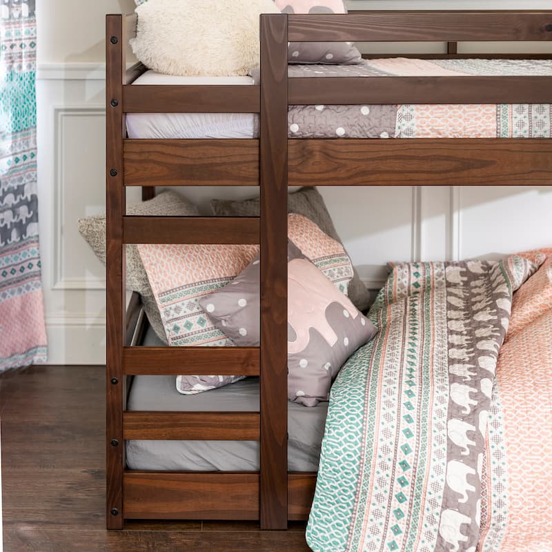 Walker Edison Browning Solid Wood Twin Size Low Bunk Bed