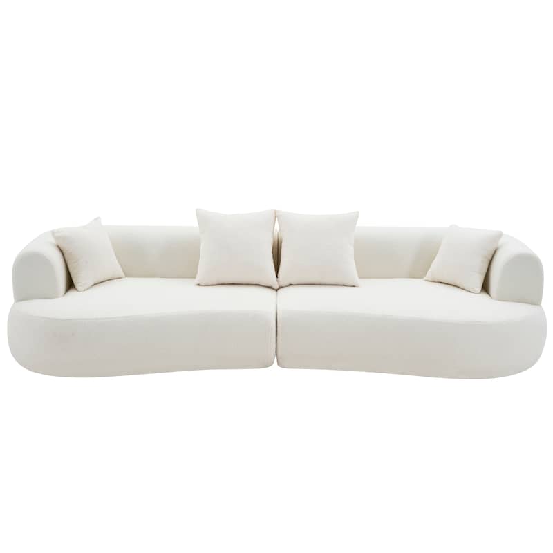 Oversized Sectional Sofa for Living Room, Curved Cloud Couch, Large Luxury Couch Boneless Deep Seat 4-Seater Foam Sofa