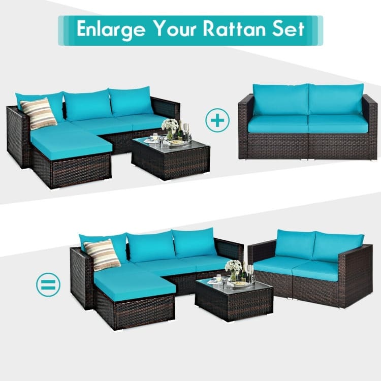 2PCS Patio Rattan Sectional Conversation Sofa Set - 29.5" x 29.5" x 25.5" (L x W x H)