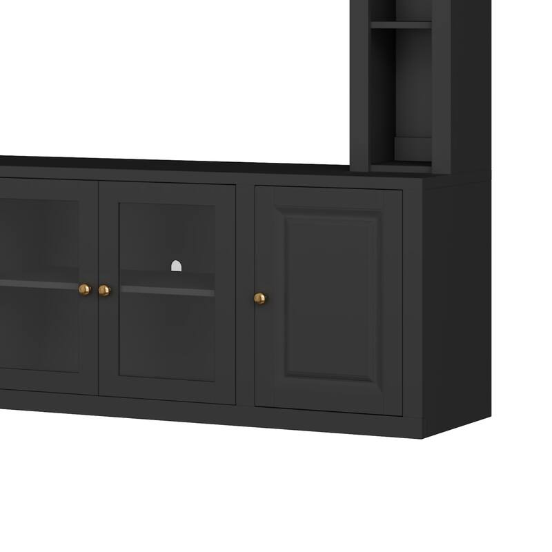 Modern 4-Piece Entertainment Center Wall Unit with Bookshelves, for TVs Up to 80" - 92.5" W × 15.7" D × 78.7" H