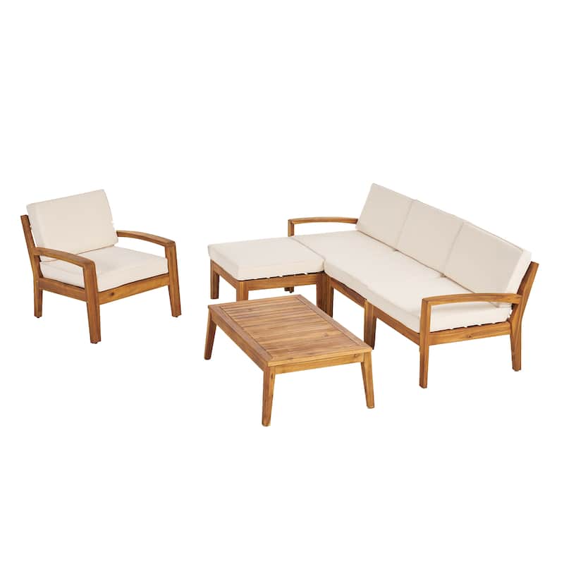 Grenada Outdoor 4-seat Acacia Sectional Sofa Set by Christopher Knight Home