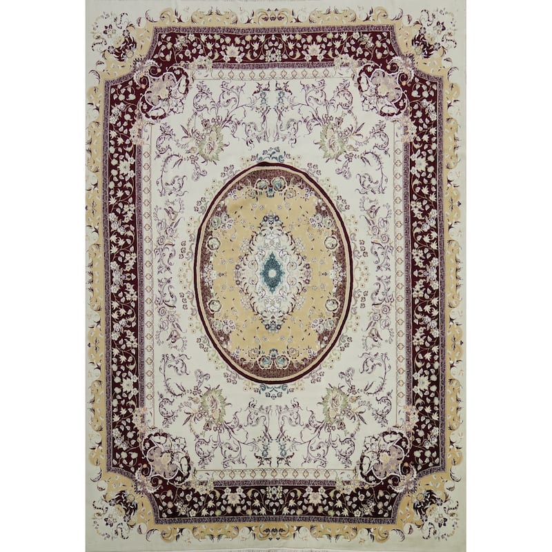 Victorian Style Aubusson Turkish Area Rug Machine-Made Carpet - 9'9" x 13'1"