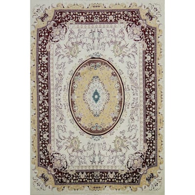 Victorian Style Aubusson Turkish Area Rug Machine-Made Carpet - 9'9" x 13'1"