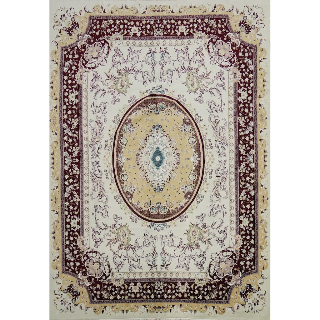 Victorian Style Aubusson Turkish Area Rug Machine-Made Carpet - 9'9" x 13'1"