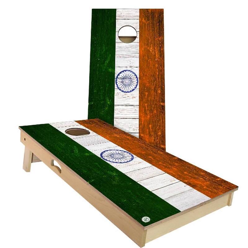 India Flag Outdoor Cornhole Board Set - Premium 2x4 - Include Carrying Case