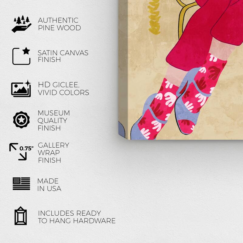 Wynwood Studio Fashion and Glam PJ Outfit Red and Light Brown Modern & Contemporary Wall Art Canvas Print