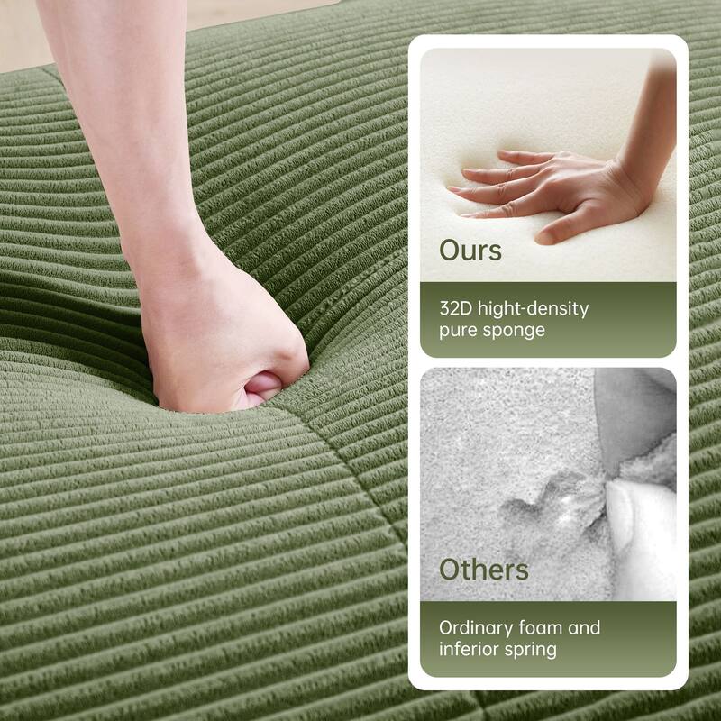 Rossetta Simplified Anti-Slip Style Premium Corduroy Fabric Modular Loveseat Sofa with Curved Armrests