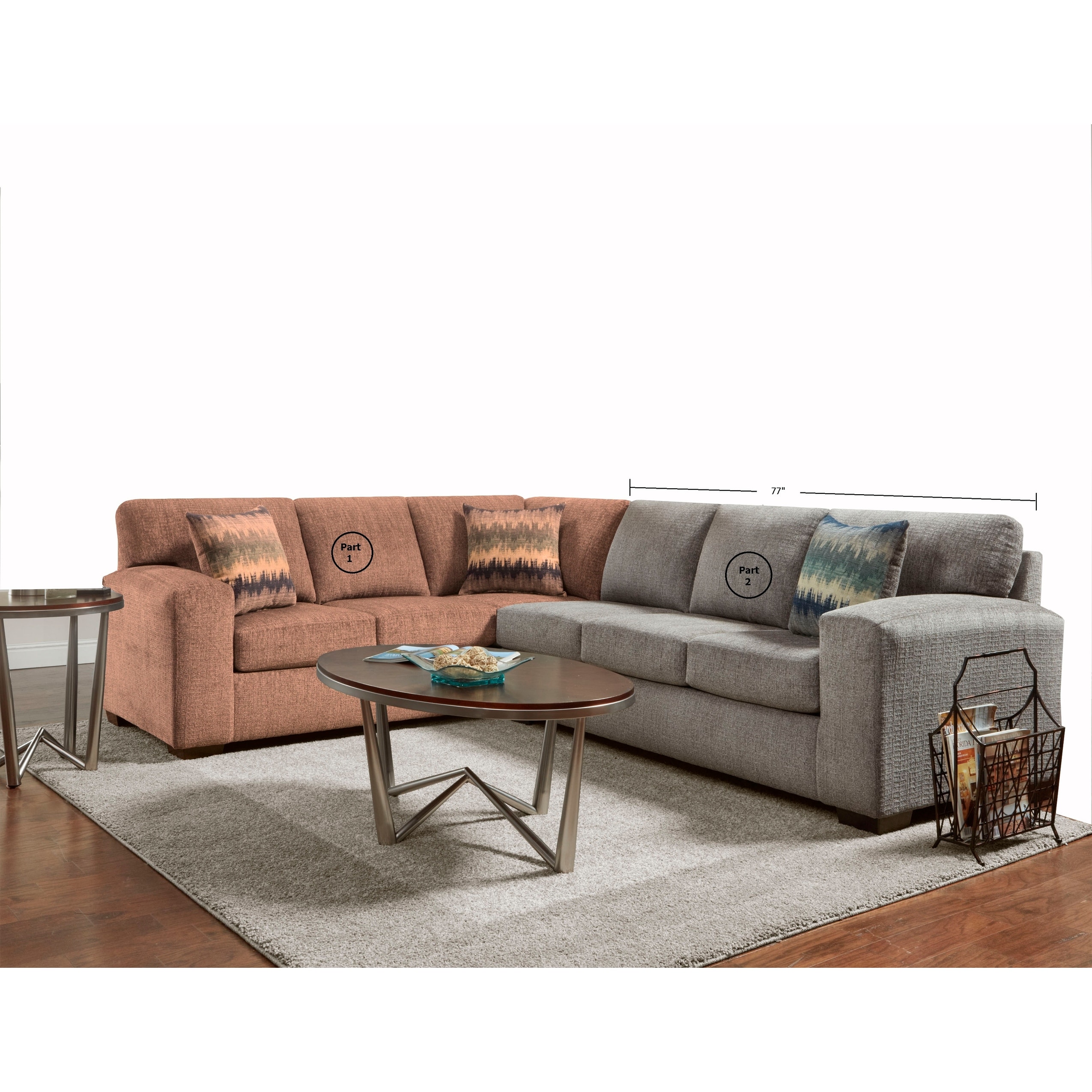 Roundhill Furniture Bergen Silverton Pewter Fabric Sectional Sofa
