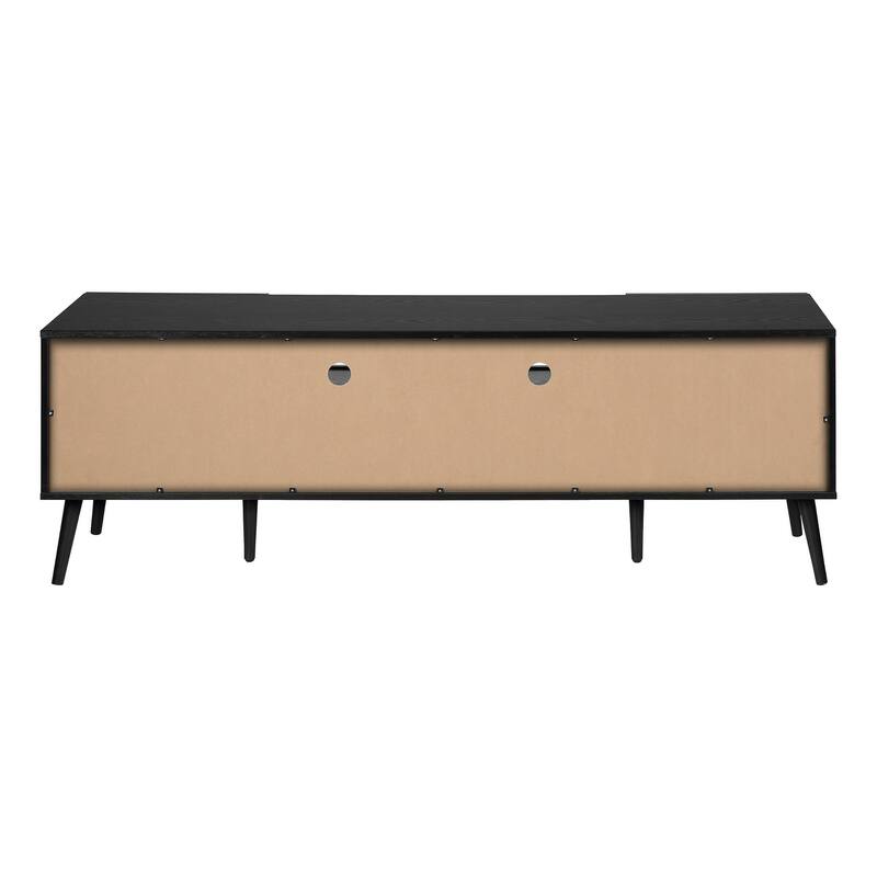 Tv Stand, 72 Inch, Console, Media Entertainment Center, Storage Drawer, Walnut Laminate, Mid Century, Modern - Black