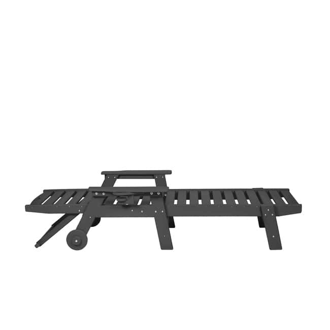 Oversized Outdoor Lounge Chair With Wood Texture‌ - Five-Position Adjustable HDPE Chaise Lounge Featuring Wheels And Cup Holder.