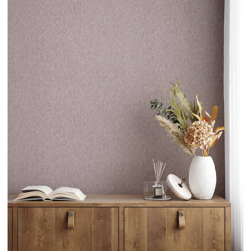 Herringbone Lavender Tweed Wallpaper