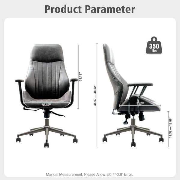 dimension image slide 0 of 3, OVIOS Suede Fabric Ergonomic Office Chair High Back Lumbar Support