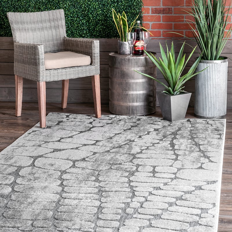Nuloom Jaycee Textured Stone Indoor/Outdoor Area Rug - 6'7" x 9' - Grey