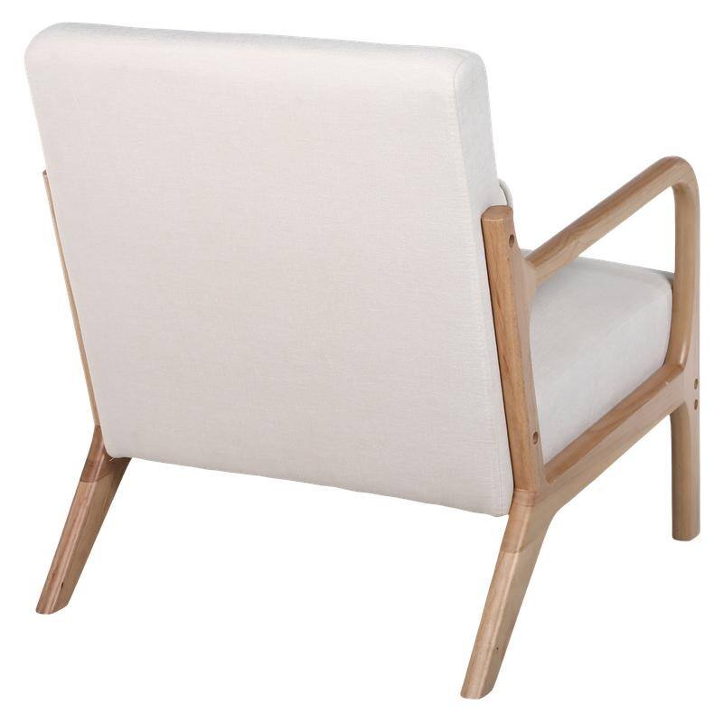 Mid-Century Modern Accent Chair with Solid Wood Frame and Detachable Lumbar Pillow for Living Room or Bedroom