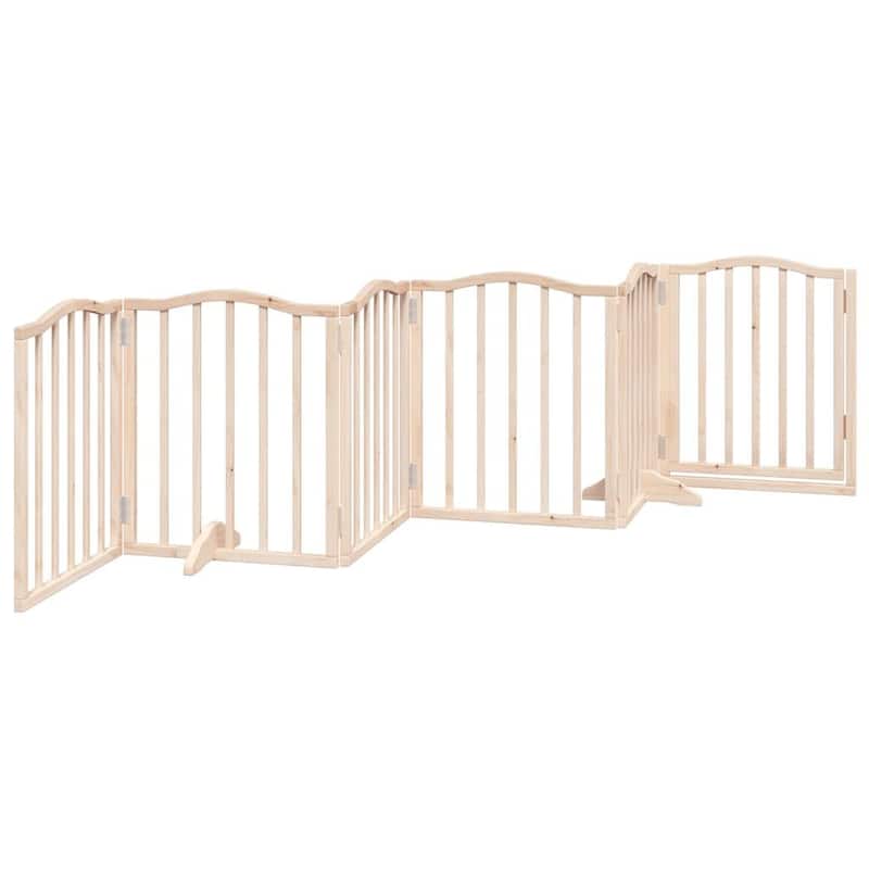 vidaXL Dog Gate with Door Foldable 6 Panels 118.1 " Poplar Wood