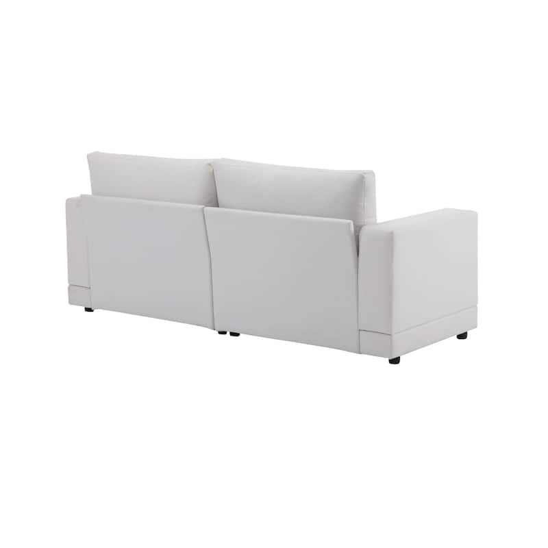 Modern Loveseat Sofa, 81 Inch Upholstered 2-Seater Couch with Square Armrests and Wooden Legs, Living Room Furniture
