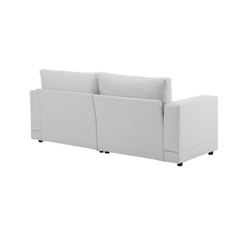 Roomfitters 81" Modern Square Arm Sofa with Soft Fabric Upholstery, Deep Cushions and Sturdy Wooden Legs for Living Room