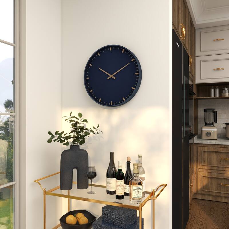 Dark Blue Glass Contemporary Wall Clock 20 x 20 x 3 - 20 x 3 x 20