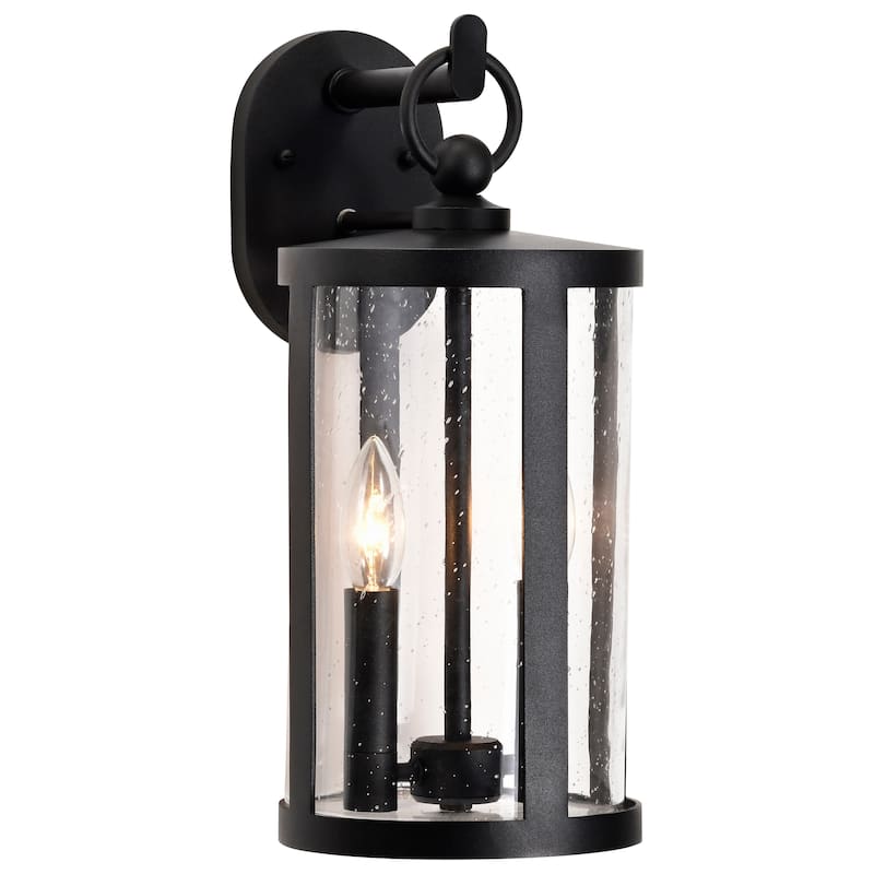 Broadstone 2 Light Large Wall Lantern Matte Black with Clear Seeded Glass