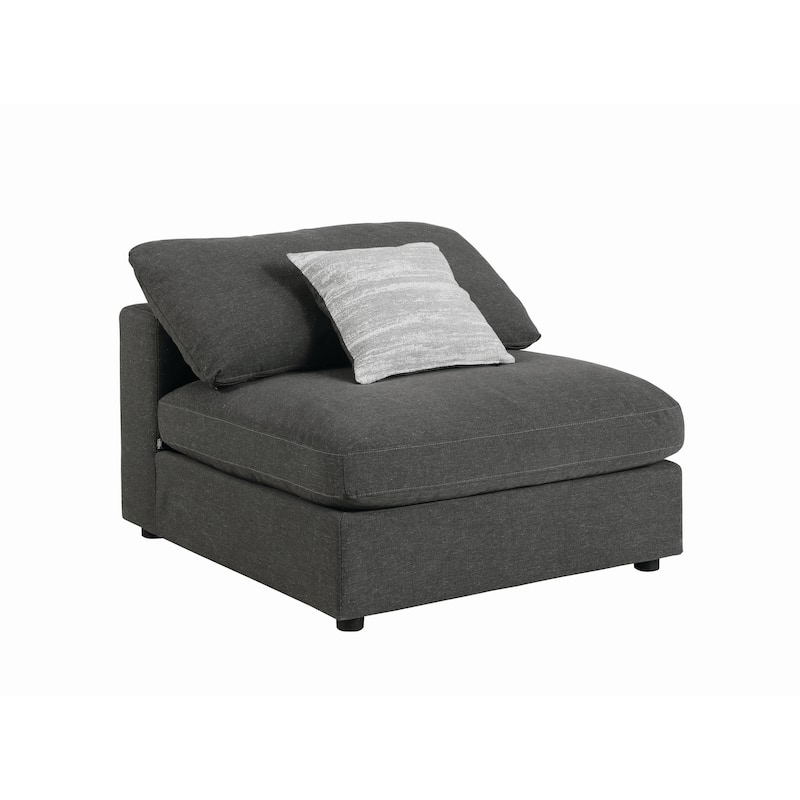 Fabric Upholstered Wooden Armless Chair with Loose Cushion Seat, Gray