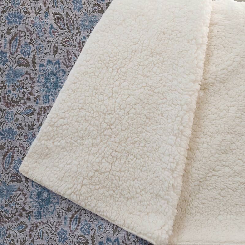 Premium Machine Washable Floral Sherpa Throw Blanket