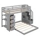 preview thumbnail 7 of 11, Twin Over Full Bunk Bed with 3-Layer Shelves, Drawers, and Storage Stairs in Gray
