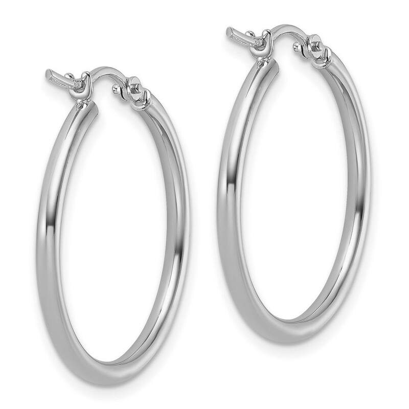 Curata 10k White Gold Polished Hinged Hoop Earrings - 25x2mm