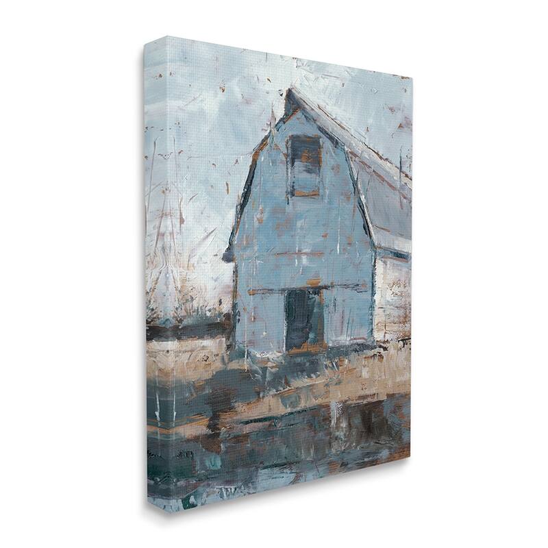Stupell Abstract Distressed White Barn Farm Architecture Canvas Wall Art - 30 x 40