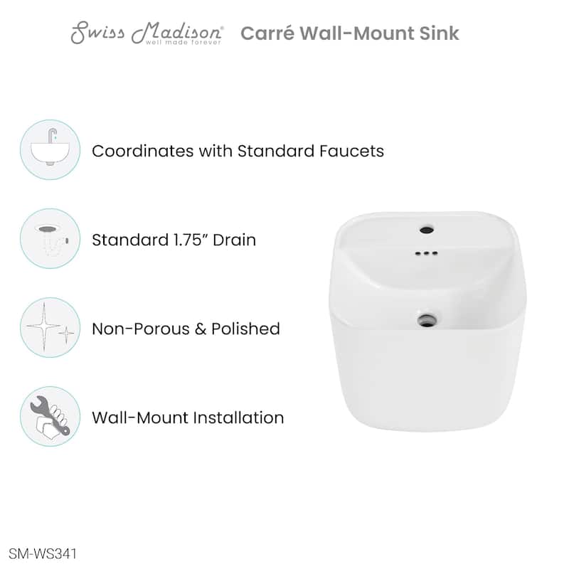 Carré 17.5" Wall-Mount Bathroom Sink