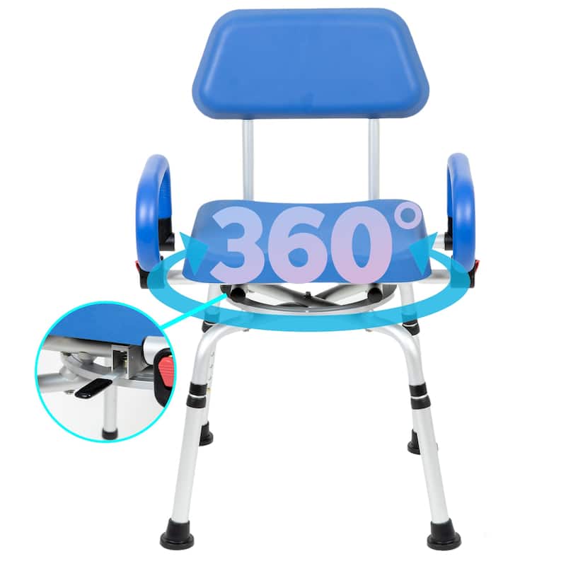 iLIVING Swivel Pivoting Shower Chair w/ Padded Seat, Adjustable Height