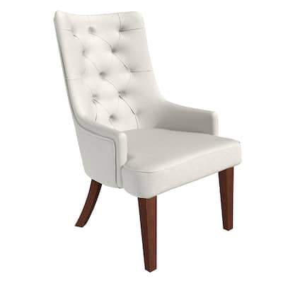 Dining Chair in Leather/Velvet Diamond-Tufted Design Side Chair in Rubberwood