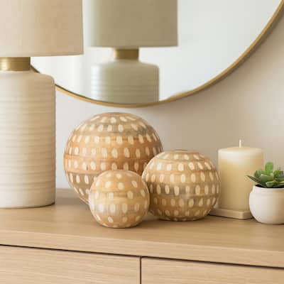 Natural Wooden Accent Orbs and Decorative Balls for Home Decoration - 8" x 8" x 8"
