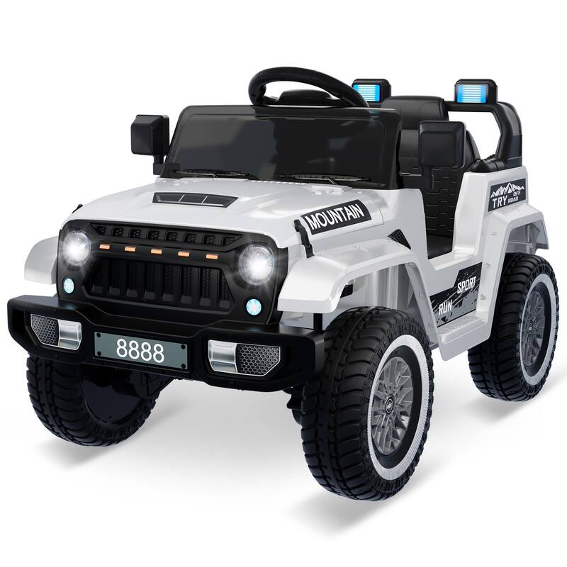 12V Kids Ride on Truck Car Kids Electric Vehicles Toy for 3-5 Years Old Boys Girls Gift, Black - White