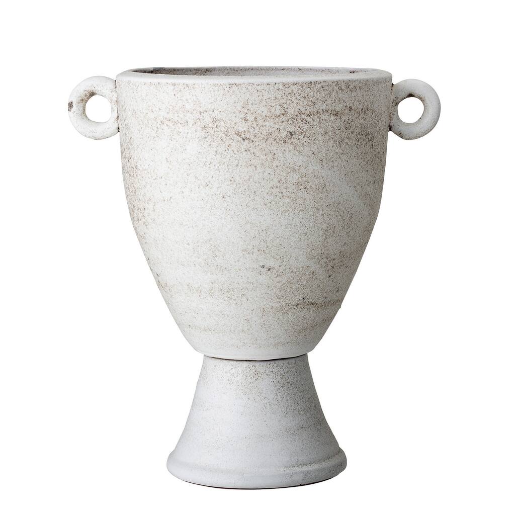 Stone Grey Terracotta Urn Style Planter with Reactive Glaze Finish (Each one will vary)