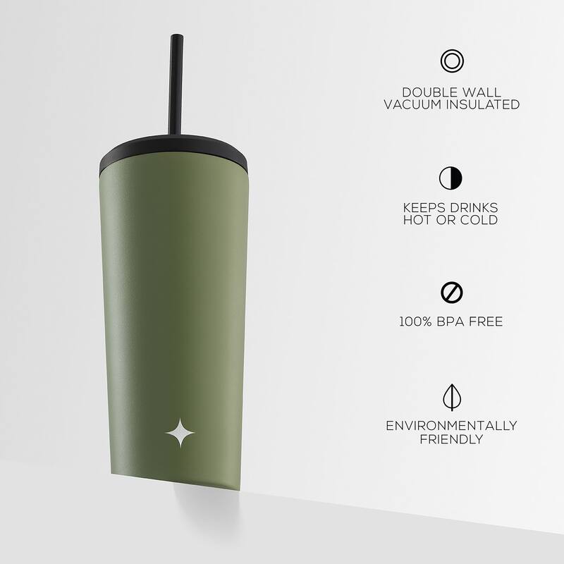 JoyJolt Vacuum Insulated Stainless Steel Tumbler with Flip Lid and Straw - 20 oz - 20 oz