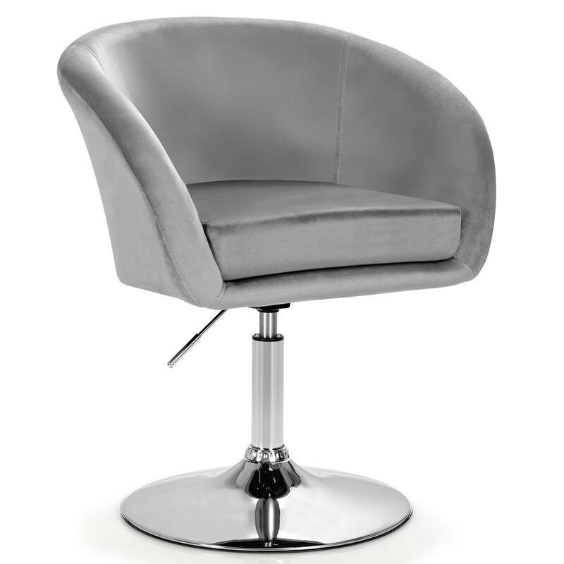 360 Degree Swivel Makeup Stool Accent Chair with Round Back and Metal Base - 24" x 20.5" x 28.5"-34"