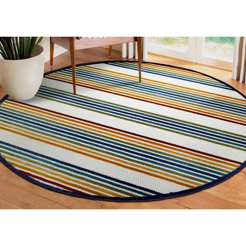 Leick Home 595009 Blithe Colorful Line Indoor Outdoor Area Rug Runner 2'x8' - 5'3"