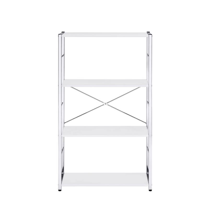 White and Chrome Finish Bookshelf