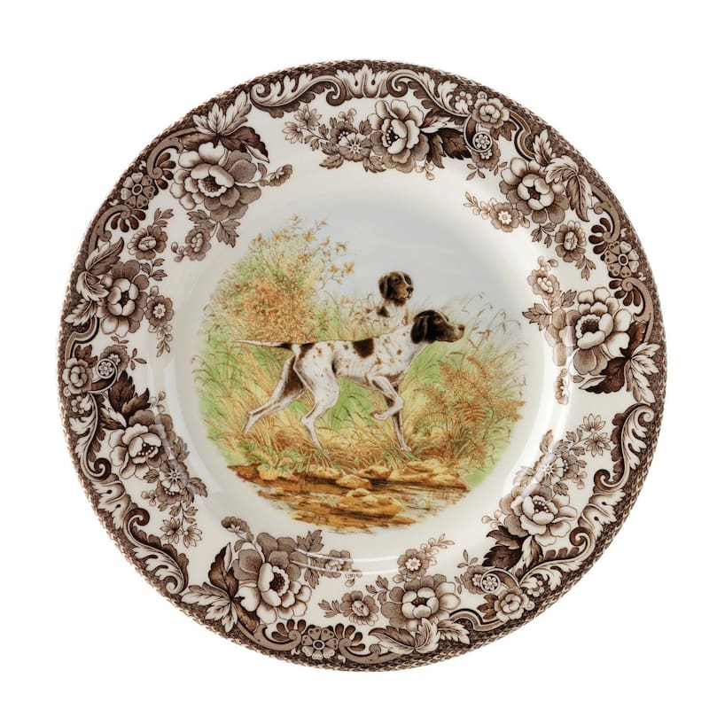 Spode Woodland Salad Plate - Assorted Animals - 8 Inch - Flat Coated Pointer