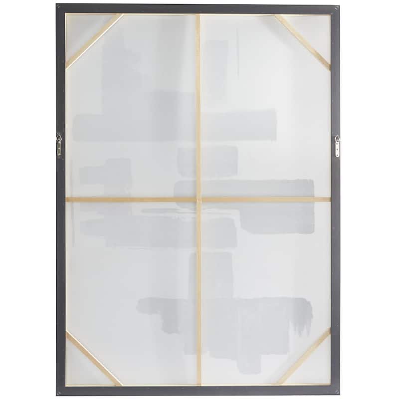 Canvas Abstract Lines and Shapes Living Room Framed Wall Art with Black Frame - Black - Roche River Decor