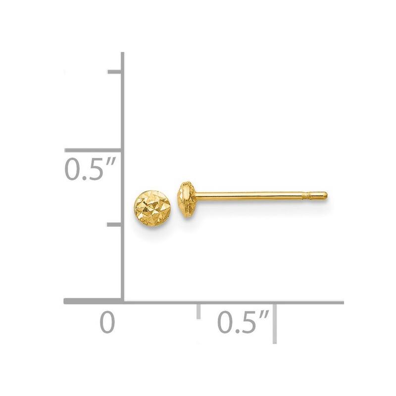 Curata 14k Yellow Gold Diamond-Cut 3mm Puff Circle Post Earrings