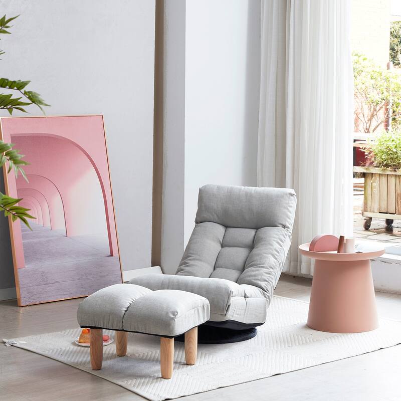 Anmytek Ergonomic Adjustable Reclining Lazy Sofa Japanese Tatami Chair for Balcony Living Room Leisure