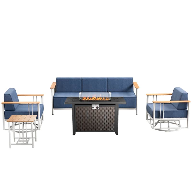 Pocassy 5PCS Sofa Chair Table with Fire Table