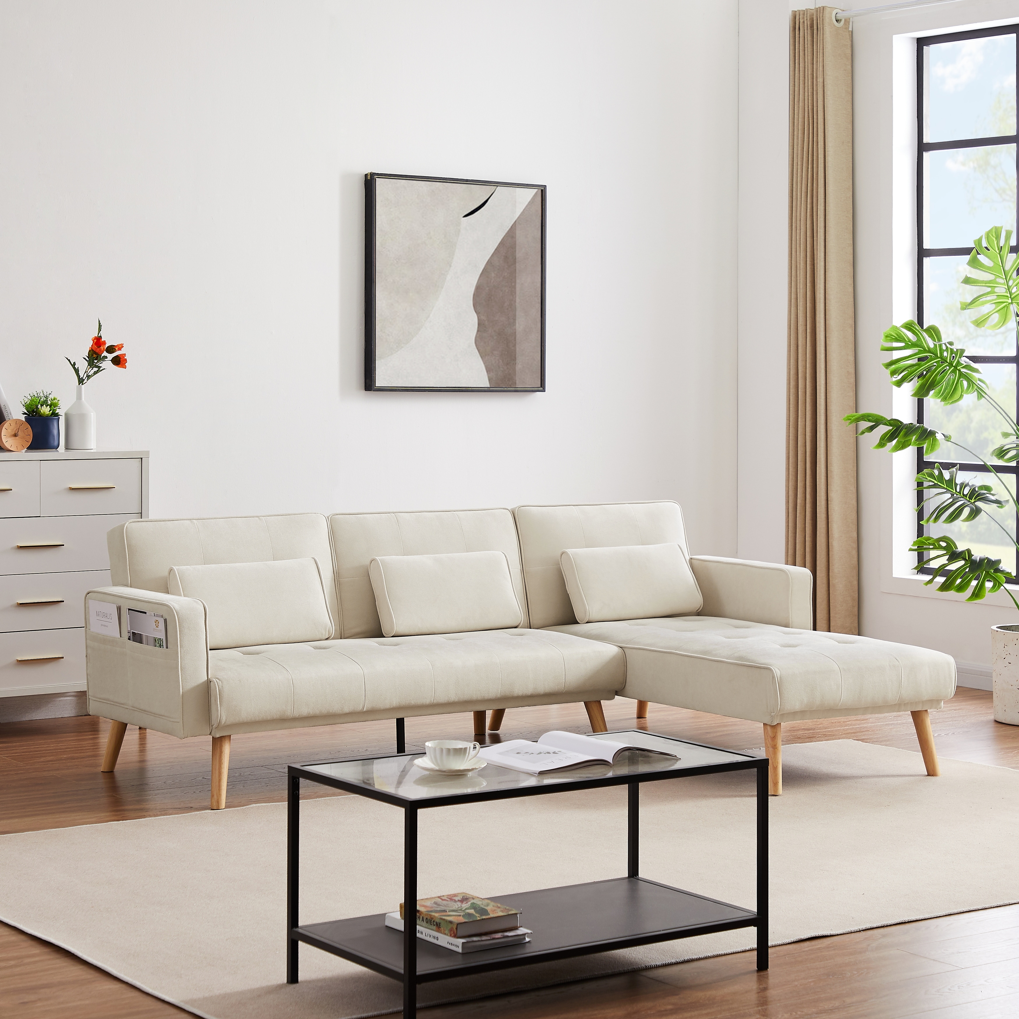 Small couch sales with chaise lounge