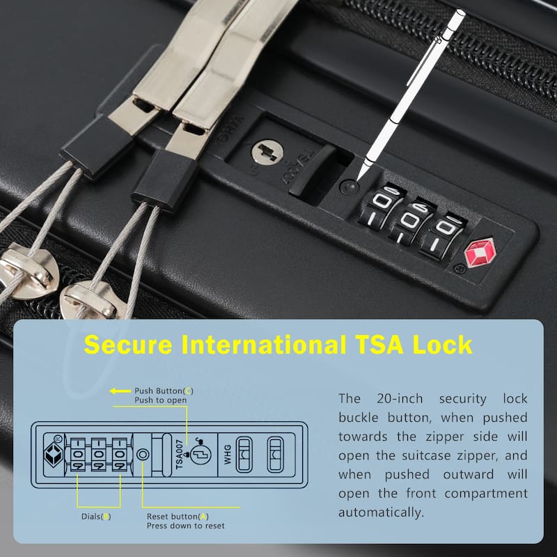 Front Opening Luggage Set 3 Piece,USB Port, Expandable Luggage with Handle Bag Spinner Wheels TSA Lock