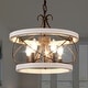 preview thumbnail 23 of 42, Oaks Aura 5-Light Farmhouse Wood Chandelier, Drum Chandelier for Dining Room Height Adjustable