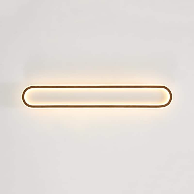 Scandinavian Linear Wood Ring Dimmable LED Flush Mount Light