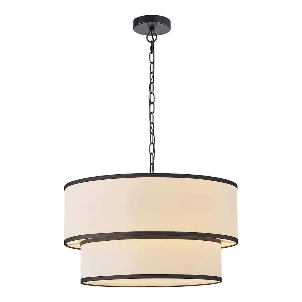Starsky 5-Light White Fabric Drum Chandelier