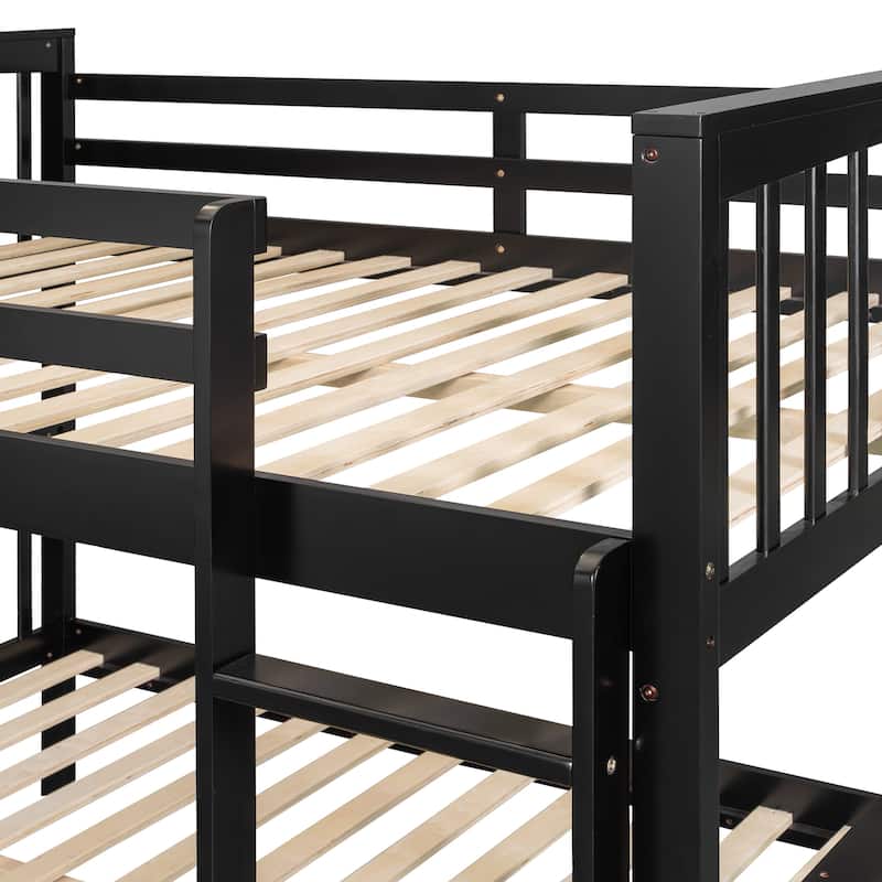 Full Over Full Bunk Bed with Drawers and Ladder, Space-Saving Bedroom Furniture in Espresso