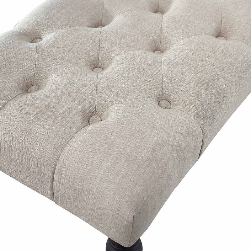48"x16"x19.5" Contemporary Fabric Tufted Turned Leg Dining Bench - 48x16x19.5inch